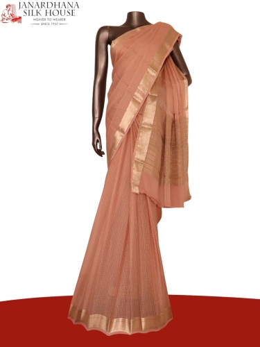 Pure Checks Zari Georgette Silk Saree